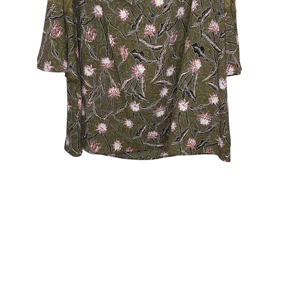 Entro Women's Top Floral Sheer Lace Cold Shoulder Flare Sleeves Green/Pink Small - Picture 8 of 12